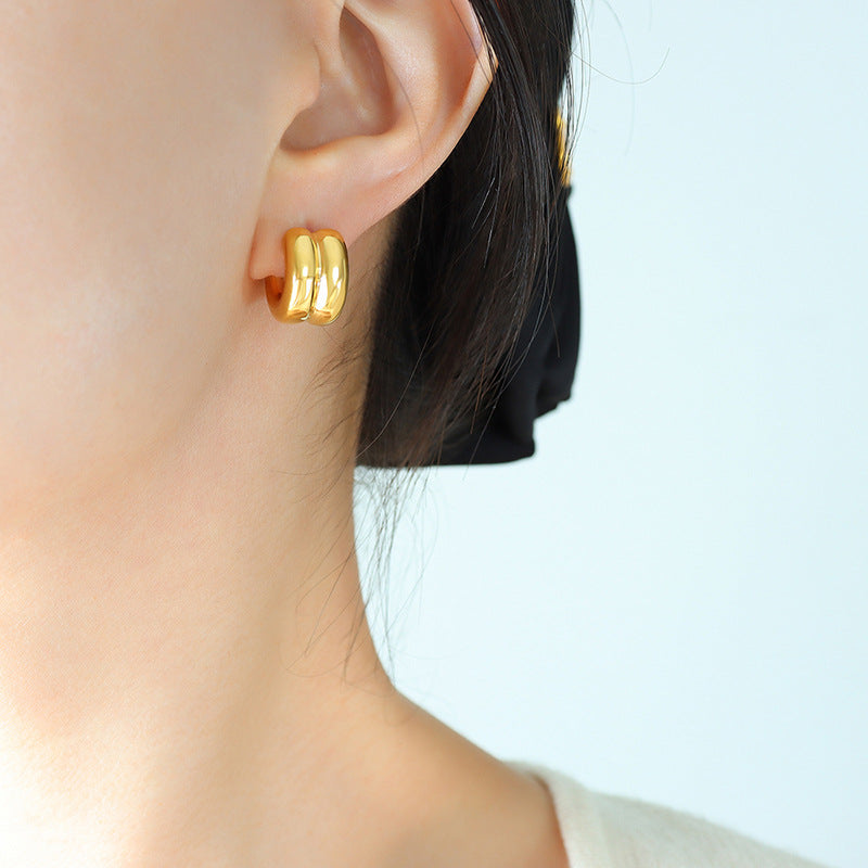 Amarite Double Loop Gold Earrings