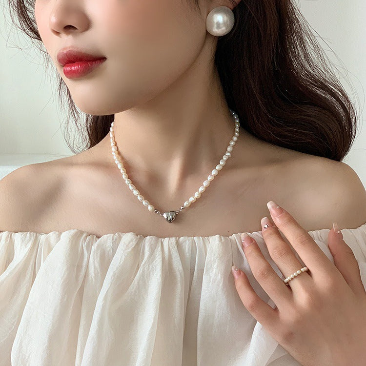 Heart Symphony Paired Pearl Necklace