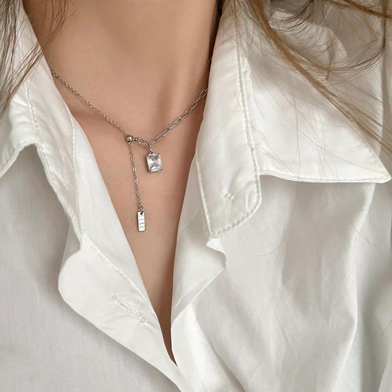 Elara Double Necklace Crystal Pendant