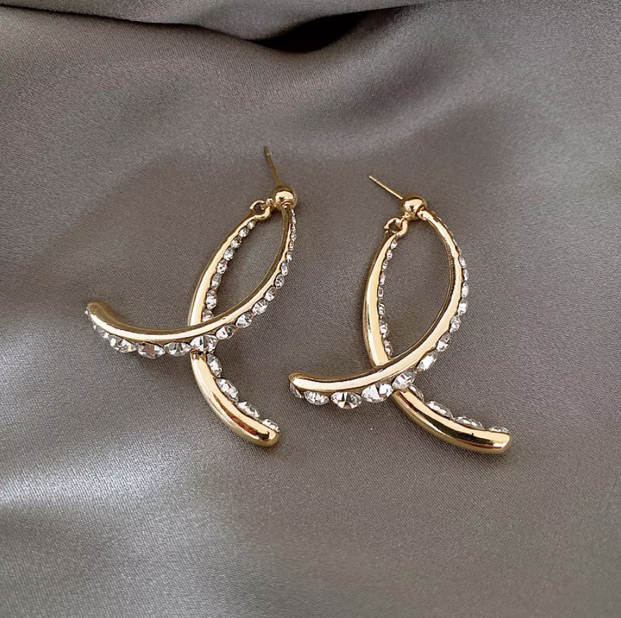 Twin Crescent Zirconia Earrings