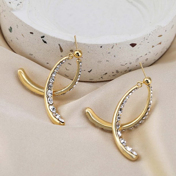 Twin Crescent Zirconia Earrings